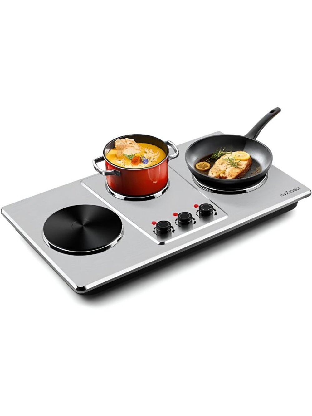 Hot Plate,Countertop Triple Burner with 7″Cast Iron Cooktop